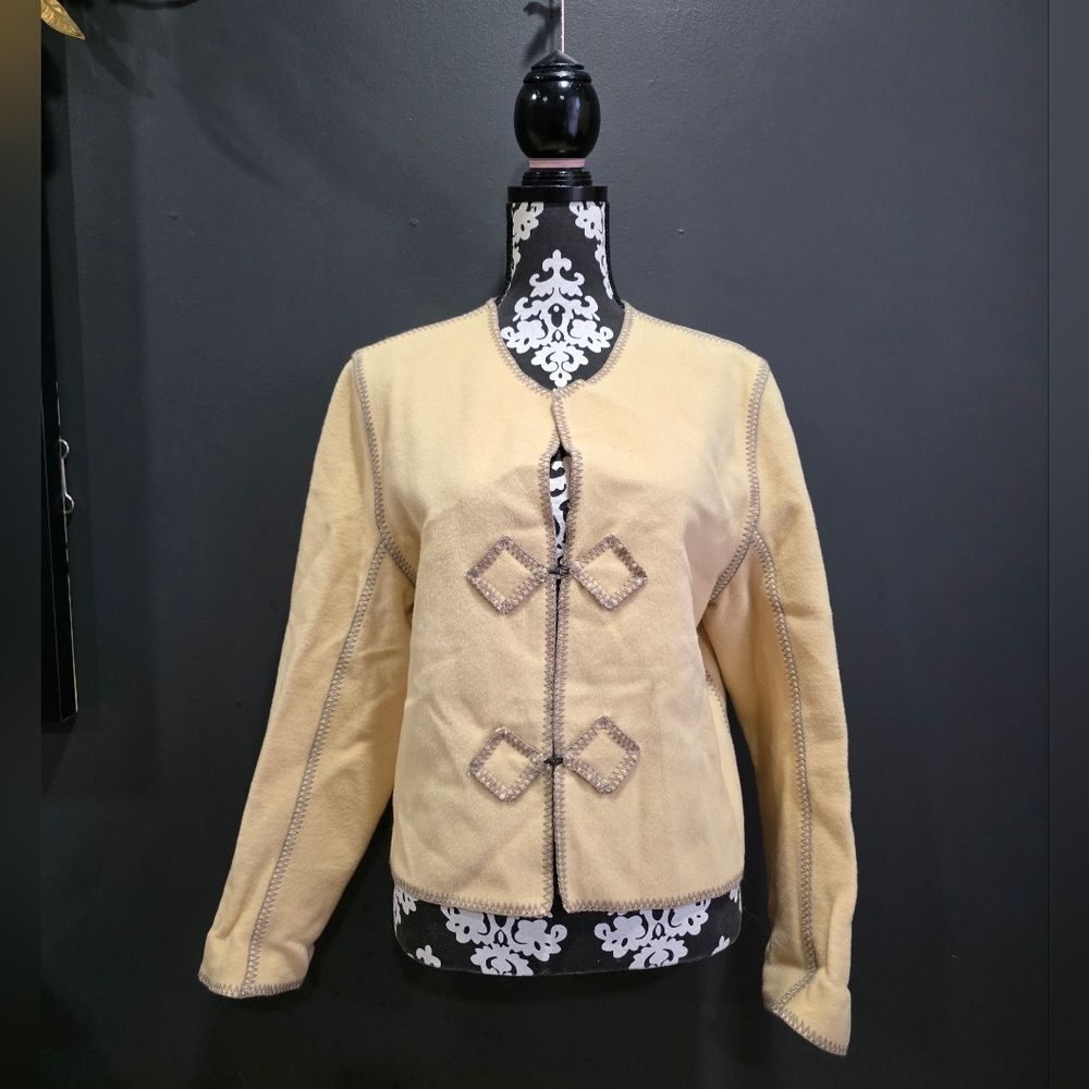 Linda Lundstrom Wool Jacket Aztec Western Lightweight Jacket Cardigan Sz 10